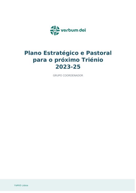 Plano Estratégico e Pastoral FaMVDLx – Triénio 2023-25